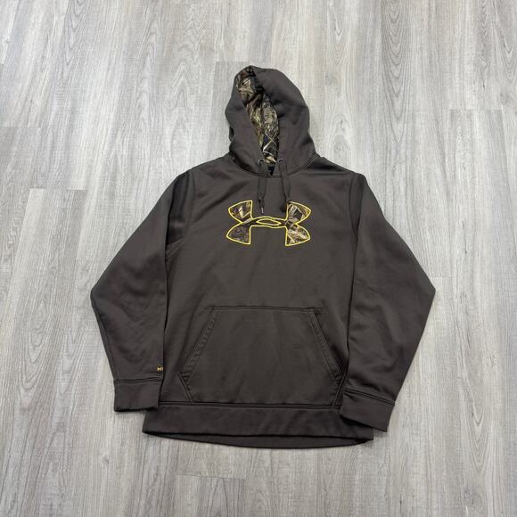 Under Armour Hoodie Men's Medium Brown Camouflage Hunting Camo Sweatshirt - Picture 1 of 7